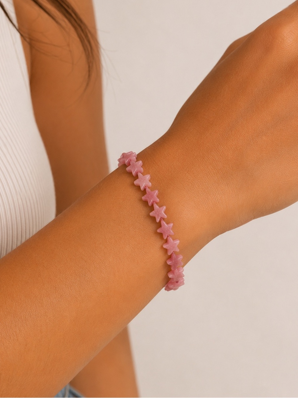 Rhodonite Star Beaded Bracelet/Anklet - Made to Order